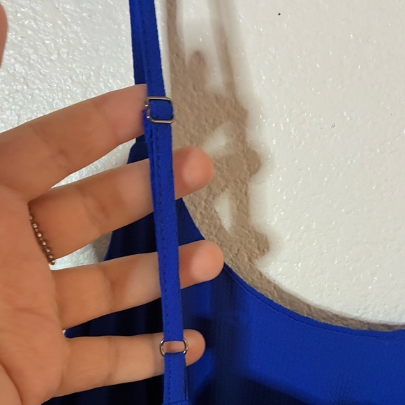 NERLEROLIAN Women's Adjustable Strappy Split Summer Casual Midi Dress Blue S - Picture 7 of 9